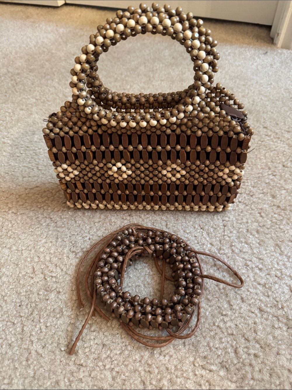 Small Beaded Structured Handbag and Bead Belt